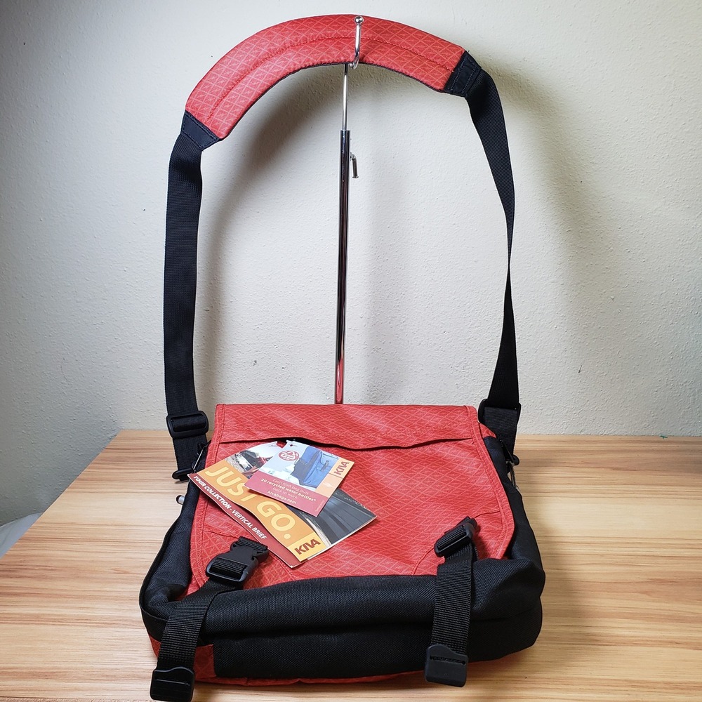 Kiva Tour Collection Vertical Brief Case Red Black Nylon Travel Work Bag NWT